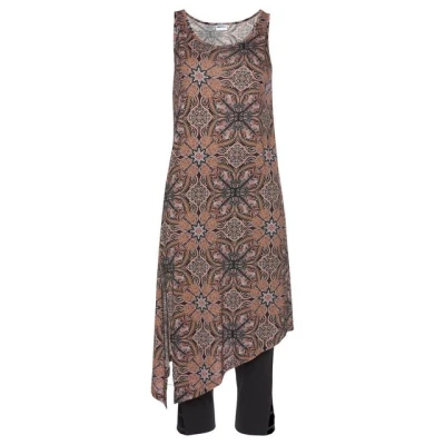 Abbildung von Beachtime Longtop, (Set, mit Leggings), Alloverprint und Schlitz, Sommerkleid, Strandkleid