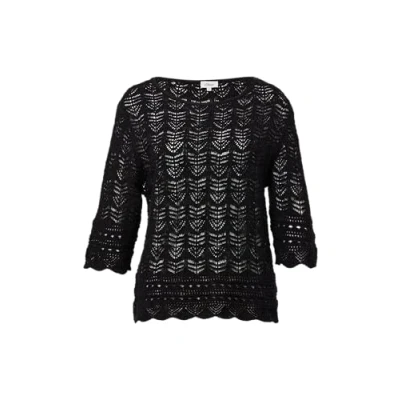 Abbildung von s.Oliver Ajourmit 3/4ÄRMELN Strickpullover, Damen, Größe: 32, Schwarz