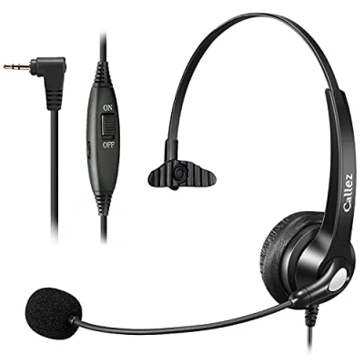 Abbildung von 2,5mm Headset Telefon Dect mit Mikrofon Noise Cancelling, Schnurlos Festnetz Kopfhörer Kompatibel Panasonic Gigaset C430A C530 S810 S850 CL660 Grandstream Cisco SPA Polycom, Kristallklar Chat