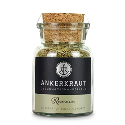 Abbildung von Ankerkaut Rosmarin Gewürz, gerebelt, getrocknet, perfekt für Kartoffeln, Essen mit Kartoffel würzen, Kartoffelspalten, Wedges, Gitterkartoffeln 40g im Korkenglas