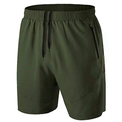 Abbildung von Herren Sport Shorts Kurze Hose Schnell Trocknend Sporthose Leicht mit Reißverschlusstasche(Armeegrün,EU 2XL/US XL)