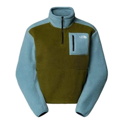 Abbildung von The North Face Yumiori ¼ ZIP Fleecepullover, Damen, Größe: Large, Forest olive/shallow blue/black