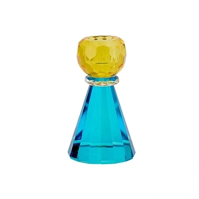 Abbildung von Gift Company Kerzenhalter Sari Konus, Kerzenständer, Kristallglas, Gelb, Blau, 11.5 cm, 1093701010