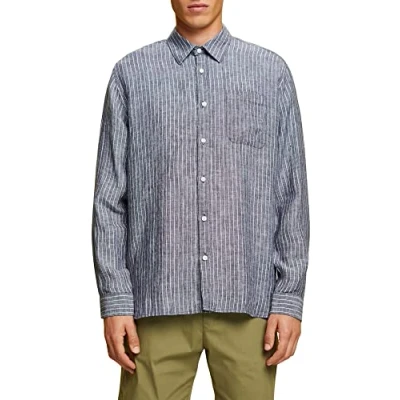 Abbildung von Esprit Collection F LI Strip LSL Hemd, Herren, Größe: Medium, Navy