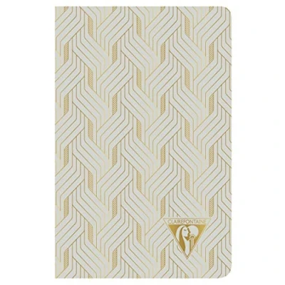 Abbildung von Clairefontaine 193696C Notizbuch Neo Deco Frühlings Sommer Kollektion, mit Fadenbindung, 9 x 14cm, 48 Blatt, liniert, 90g, elfenbeinfarbiges Papier, 1 Stück, Perlgrau