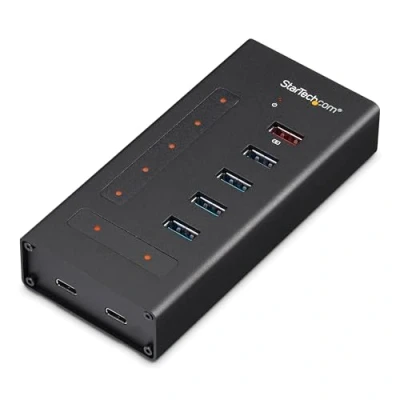 Abbildung von StarTech.com USB Hub 7 Port Metall A zu 3x C und 1x 3.0 5GBit/s Industrieller mit Typ (HB30C5A2CST)