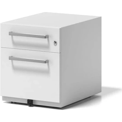 Abbildung von BISLEY Rollcontainer Note mit Griff, 1 Universalschublade, HR Schublade, Metall, 696 Verkehrsweiß, 56.5 x 42 49.5 cm