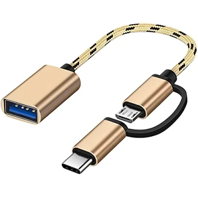 Abbildung von Seminer 2 in 1 USB C/Micro auf Adapter, C USB, Micro 3.0 OTG Adapterkabel Kompatibel mit MacBook Android Google Samsung Galaxy und mehr, Gold