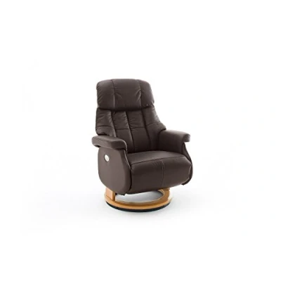 Abbildung von Robas Lund Relaxsessel Calgary Comfort XL elektrisch verstellbar, bis 150 kg belastbar, Echtleder braun, Gestell Holz natur