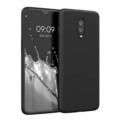 Abbildung von kwmobile Hülle kompatibel mit OnePlus 6T gummierte TPU Silikon Handyhülle Schutzhülle für kabelloses Laden Case in Schwarz
