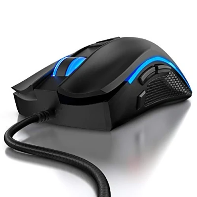 Abbildung von CSL Kabelgebundene Gaming Maus mit Optischem Sensor 200 bis 12400 DPI, 8 programmierbare Tasten, Ergonomischer Formfaktor, 12 RGB Lichtmodi, Schwarz