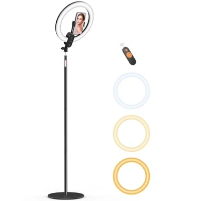 Abbildung von 12&#039;&#039; Ringlicht mit Ständer Overhead Telefon Halterung, Tirkod 2800mAh Wiederaufladbare LED Kreis Selfie Ring Lichter Stativ für Videoaufnahmen/Fotografie/Live Streaming/Vlog/TikTok/YouTube