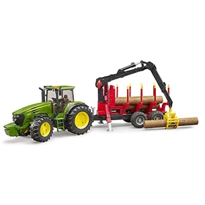 Abbildung von bruder 03054 John Deere 7930 mit Rückeanhänger &amp; 4 Baumstämmen 1:16 Bauernhof Landwirtschaft Forstwirtschaft Waldarbeit Traktor Trecker Schlepper Bulldog Holztransporter Spielzeug Fahrzeug