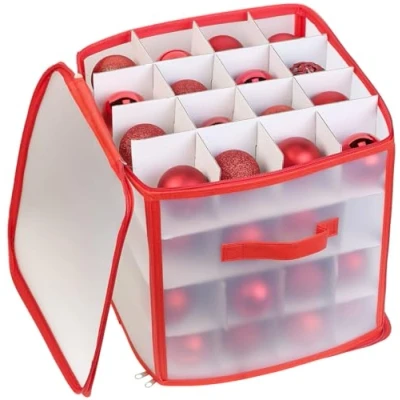 Abbildung von infactory Weihnachtskugelbox: Aufbewahrungsbox für 64 Christbaumkugeln bis 6 cm, Tragegriffe (Box, Weihnachtsbaumschmuck Aufbewahrung, Weihnachtskugel)