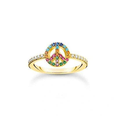 Abbildung von THOMAS SABO Silberring Peace Goldfarben Bunte Steine