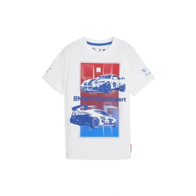 Abbildung von Puma BMW M Motorsport Kids Block T Shirt Teenager Für Kinder Mit Print White Größe: 5 6Y