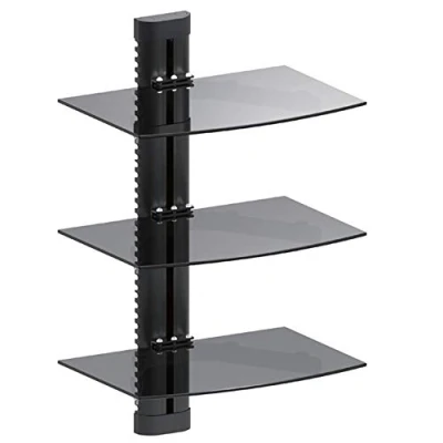 Abbildung von Maclean MC 664 Wandregal 3 Fach Glasregal 8kg Wandhalterung für DVD Player Spielconsolen HiFi Halterung Hängeregal