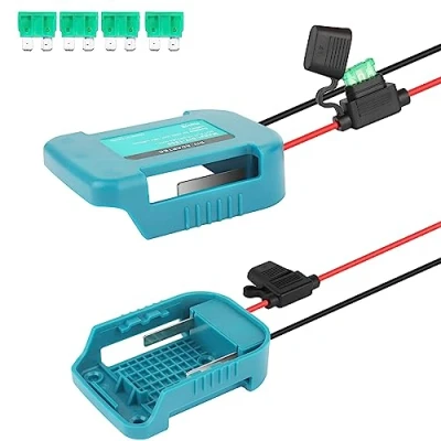 Abbildung von 2X Power Wheel Adapter für Makita 18V Lithium Akku, mit Sicherung, Schalter &amp; 14 Gauge Kabel, Konverter DIY Ride On Truck, RC Toys, Robotics und Work Lights