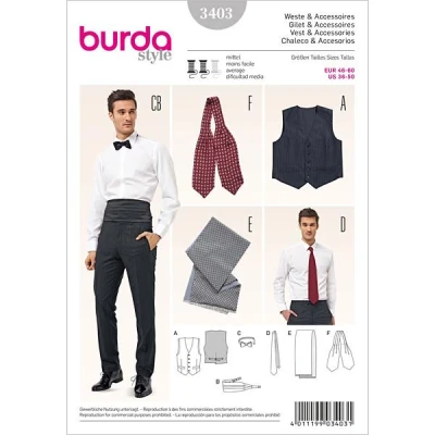 Abbildung von Burda Schnittmuster 3403 Weste &amp; Accessoires Gr. 46 60