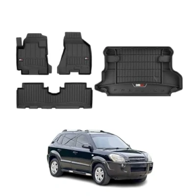 Abbildung von OMAC Fußmatten &amp; Kofferraumwanne Set kompatibel mit Hyundai Tucson 2004 2009 Gummi TPE 4X