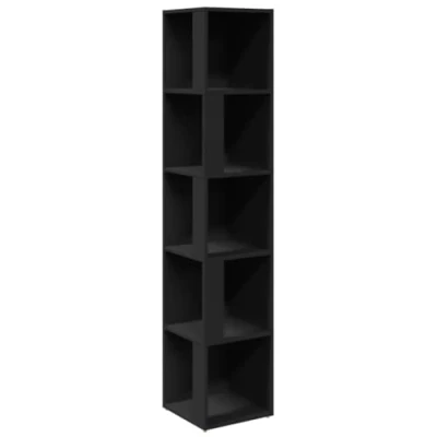 Abbildung von vidaXL Eckregal 5 Fächer Standregal Bücherregal Wandregal Raumteiler Regal Büroregal Dekoregal Aufbewahrung Schwarz 33x33x164,5cm Holzwerkstoff