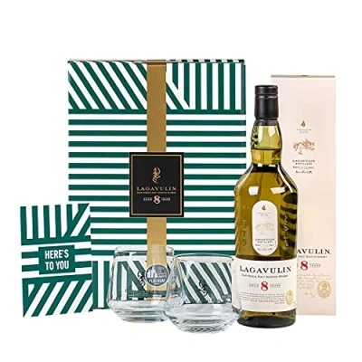 Abbildung von Lagavulin 8 Jahre Single Malt Scotch Whisky Hervorragendes, aromatisches Produkt im hochwertigen Geschenkset handgefertigt aus Islay 48% vol 700ml Einzelflasche