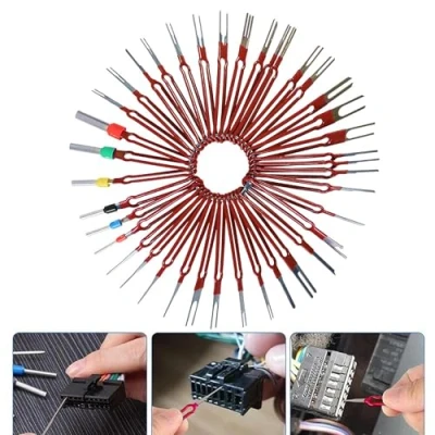 Abbildung von mongtsamz 39 Stück Auspinnwerkzeug KFZ Set, Terminal Entfernung Auspinwerkzeug Removal Tool Kit Entriegelungswerkzeug, Rot