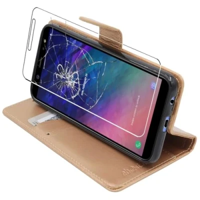 Abbildung von ebestStar kompatibel mit Samsung A6+ 2018 Hülle Galaxy A6 Plus SM A605F Kunstleder Wallet Case Handyhülle (PU Leder), Kartenfächern, Standfunktion, Gold + Panzer Schutz Glas