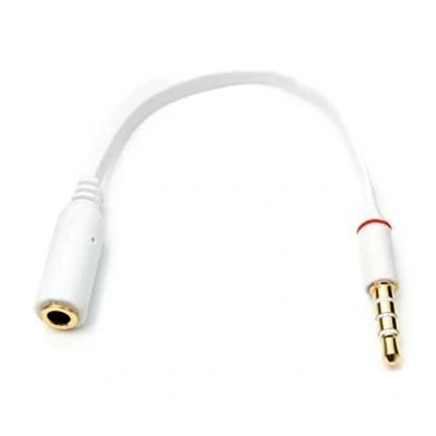 Abbildung von System S Audio Kabel 15 cm Stereo AUX Klinke 3,5 mm Stecker zu Buchse flach in Weiß