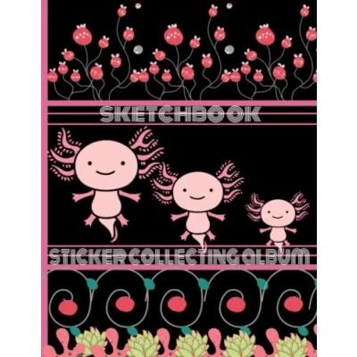 Abbildung von sticker collecting Album/sketchbook: Axolotl collection book, album for stickers, blank sketchbook, book album.