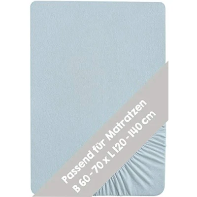 Abbildung von roba Spannbettlaken Lil Planet 60 x 120 70 140 Baby Bettlaken für Kindermatratzen Bio Baumwolle GOTS und Oeko Tex Standard 100 Hellblau/Sky