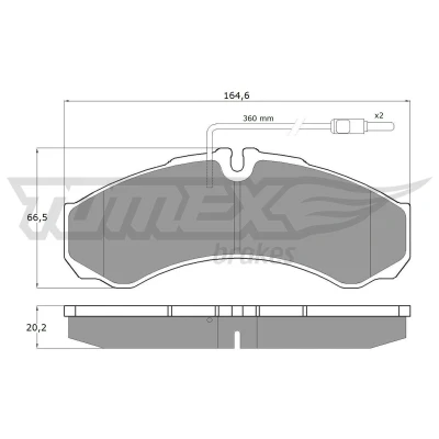 Abbildung von TOMEX brakes TX 11 111 Bremsbelagsatz inkl. Verschleißwarnkontakt RENAULT: Master Pro Kastenwagen, Pritsche / Fahrgestell