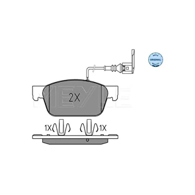 Abbildung von MEYLE 025 246 2318/W Bremsbelagsatz ORIGINAL Quality Vorderachse mit integriertem Verschleißsensor Anti Quietsch Blech VOLKSWAGEN: Multivan 5 (7HM