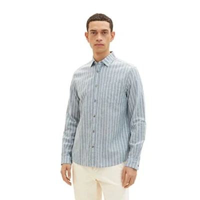 Abbildung von TOM TAILOR Herren 1034905 Hemd, 31247 Bluish Green Off White Stripe, XL