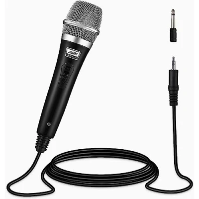 Abbildung von Moukey Dynamisches Mikrofon mit 4M/13ft Kabel, Metall Karaoke Handmikrofon, XLR für Gesang/Bühne/Party, Kompatibel Maschine/PA Anlage/Verstärker/Mixer, Schwarz