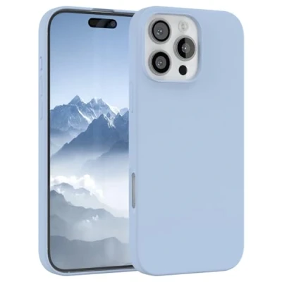 Abbildung von EAZY CASE Premium Silikon Handyhülle kompatibel mit iPhone 16 Pro Max Slimcover Kameraschutz und Innenfutter, Silikonhülle, Schutzhülle, Bumper, Handy Case, Hülle, Softcase, Hell Blau