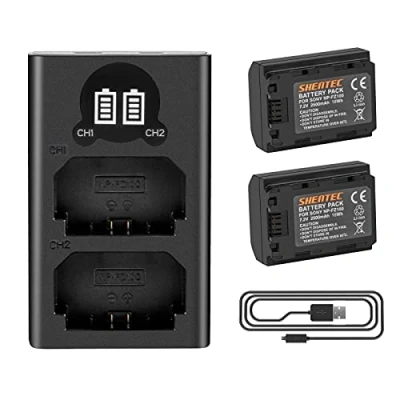 Abbildung von Shentec 7.2V 2500mAh Li ion NP FZ100 Ersatz Akku Ladegerät, kompatibel mit Sony A7IV, A1, A9II, A9, A7SIII, A7RIV, A7RIII, A7III, 2
