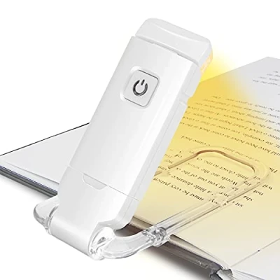 Abbildung von HONWELL LED Clip Leselampe Buch Klemm 1 Pack USB Wiederaufladbare Buchleuchte Kinder und 3 Helligkeitsstufen dimmbar Bettleseleuchte in der Nacht, Touch Schalter, auf Bücher Kindle