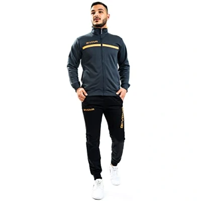 Abbildung von Givova, anzug givova eins full zip, dunkelgrau/orange fluo, L