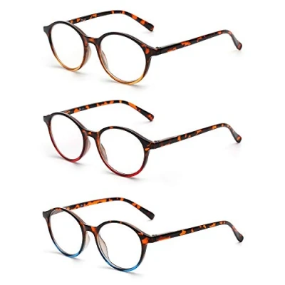 Abbildung von JM 3 Pack Vintage Runden Lesebrille Federscharnier Gläser für Leser Damen Herren +0.75 Mischfarbe