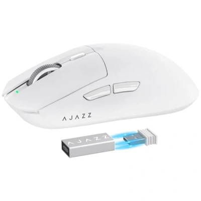 Abbildung von MAMBASNAKE AJAZZ AJ139PRO Superlight Kabellose Gaming Maus, 59g Ultraleicht Esports Mouse, 26,000DPI, PAW3395 Sensor, 2.4G/Kabelgebunden, PTFE Feet, Bis zu 300 Std. Akku, G502, PC/Xbox/PS, Weiß