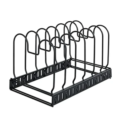 Abbildung von WENKO Geschirrständer, pulverbeschichtetes Metall, ausziehbar, für Deckel und Pfannen