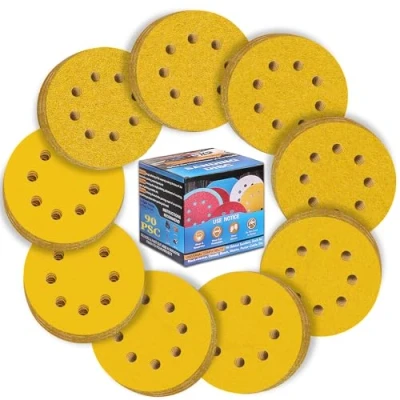 Abbildung von ALPXUXP 125mm Schleifpapier Klett Schleifscheiben 8 Loch Rund Für Exzenterschleifer Schleifblätter(Mit Korn P40 P60 P80 P120 P180 P240 P320 P400 P600 x10) Profi Holz und Metall Entrosten 90 Stück
