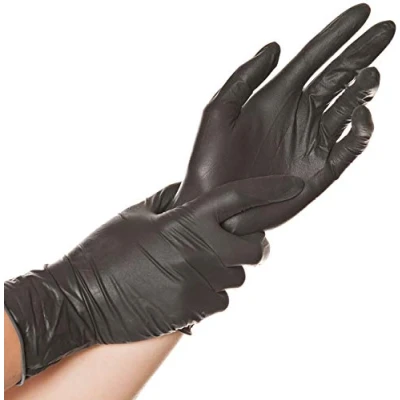 Abbildung von 10 x HygoStar Latex Handschuh Diablo puderfrei M 24cm schwarz VE=100 S