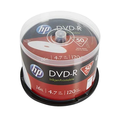 Abbildung von HP DVD R 4.7GB/120Min/16x Cakebox (50 Disc) Inkjet Full Size Printable Surface