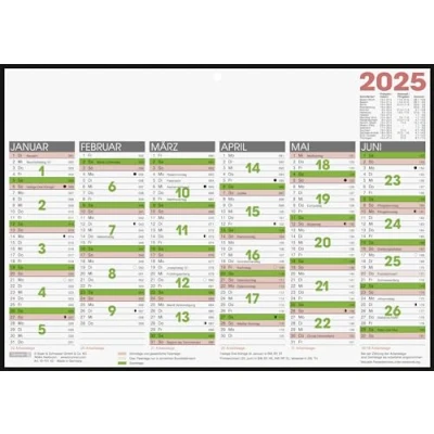 Abbildung von BRUNNEN Tafelkalender (2025), 1 Seite = 6 Monate, A4 quer