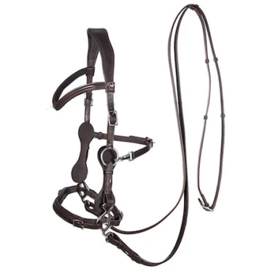 Abbildung von F.R.A. Hackamore Calli Stud Hook Lederen Zügel Havanna Warmblut