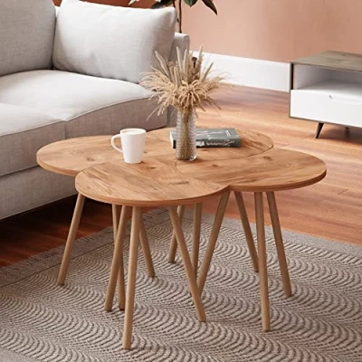 Abbildung von en.casa Couchtisch, Højer Beistelltisch Set 4 tlg. 48 x 45 32 cm Holzoptik