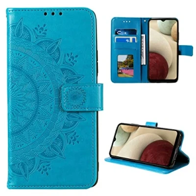 Abbildung von CoverKingz Handy Cover kompatibel mit Samsung Galaxy M53 5G Handyschutz Kartenfach Klapphülle Bookcase Hülle aufklappbar Motiv Mandala Blau
