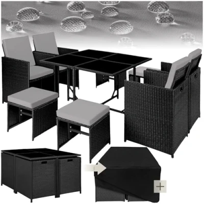 Abbildung von tectake Sitzgruppe Bilbao, (Set, 9 tlg), Tisch und Stuhl Set